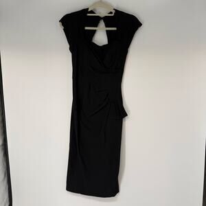 Stop Staring! by Alicia Estrada Midi Pencil Dress Womens Medium Black Cap Sleeve